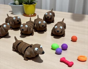 3D Printed Articulated Dachshund Fidget Toy – Flexible Wiener Dog