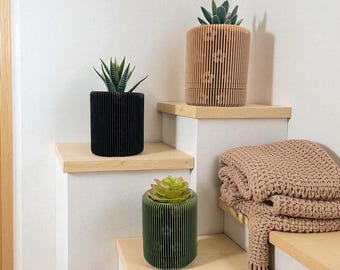 Modern Wall Planter | Floral Embedded Design, Drainage, 3M or Screw Mount