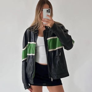 Vintage Black Leather Bomber Jacket 90s Oversized Genuine Leather Jacket  Outerwear Gift For Here Ladies Soft Leather Jacket