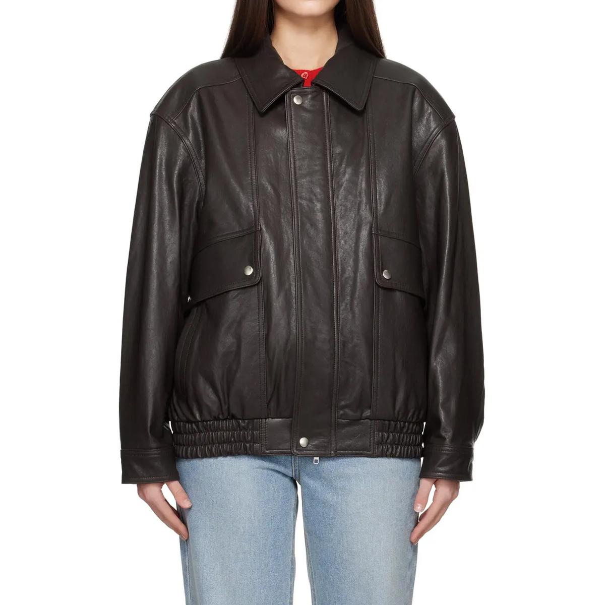 Vintage 90s Brown Genuine Leather Jacket Oversized Fit Gift for