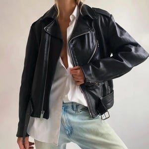 Vintage 90s Leather Bomber Jacket: Oversized Genuine Leather Outerwear