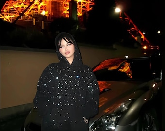 Rhinestone Galaxy Hoodie Streetwear Pullover for Men & Women