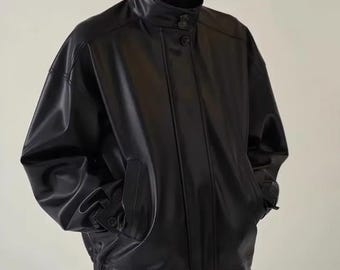 Women Oversized Jacket Genuine Leather Outerwear Gift For Her