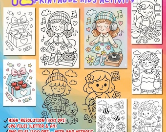 42 kolorowanki Kawaii dla dzieci, ilustracje (do pobrania w wersji cyfrowej)