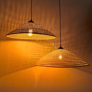 Cone pendant rattan light handwoven lamp shade lighting wicker handmade hanging lamp decorative vintage lamp shade