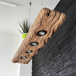 Solid wood ceiling light scupltured live edge pendant beam chandelier lighting wood log hanging lamp dining room ligh decoration