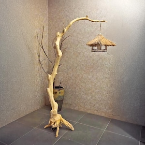 Driftwood floor lamp tree branch wood floor lamp large standing lamp rustic tree lighting rustic tall floor lampshade free standing light
