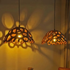 Solid wood pendant lampshade handcarved chandelier hagning lighting wood lamp rustic light wood decor handmade furniture