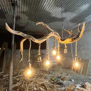 Driftwood branch chandelier lighting dining room tree branch chandelier handmade lighting art deco lamp
