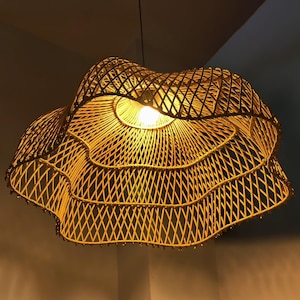 Rattan lampshade pendant light large woven lamp flower chandelier lighting wickker ceiling light handcrafted furniture home decor