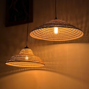 Rattan pendant light lamp shade handwoven rattan lighting wicker hanging lamp handmade bamboo pendant light decorative vintage lamp shade