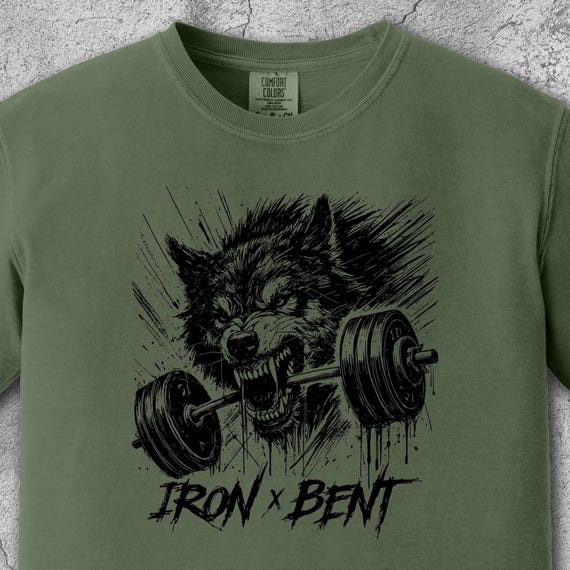 Wolf Biting Barbell Gym Shirt Crossfit T-shirt Gym Rat Shirt