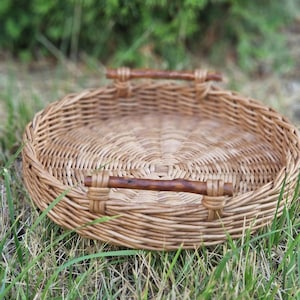 Wicker Tray Round Wicker Tray Handmade Wicker Tray Serving Tray 12 in Fruit Basket Custom Wicker Trays Woven Basket