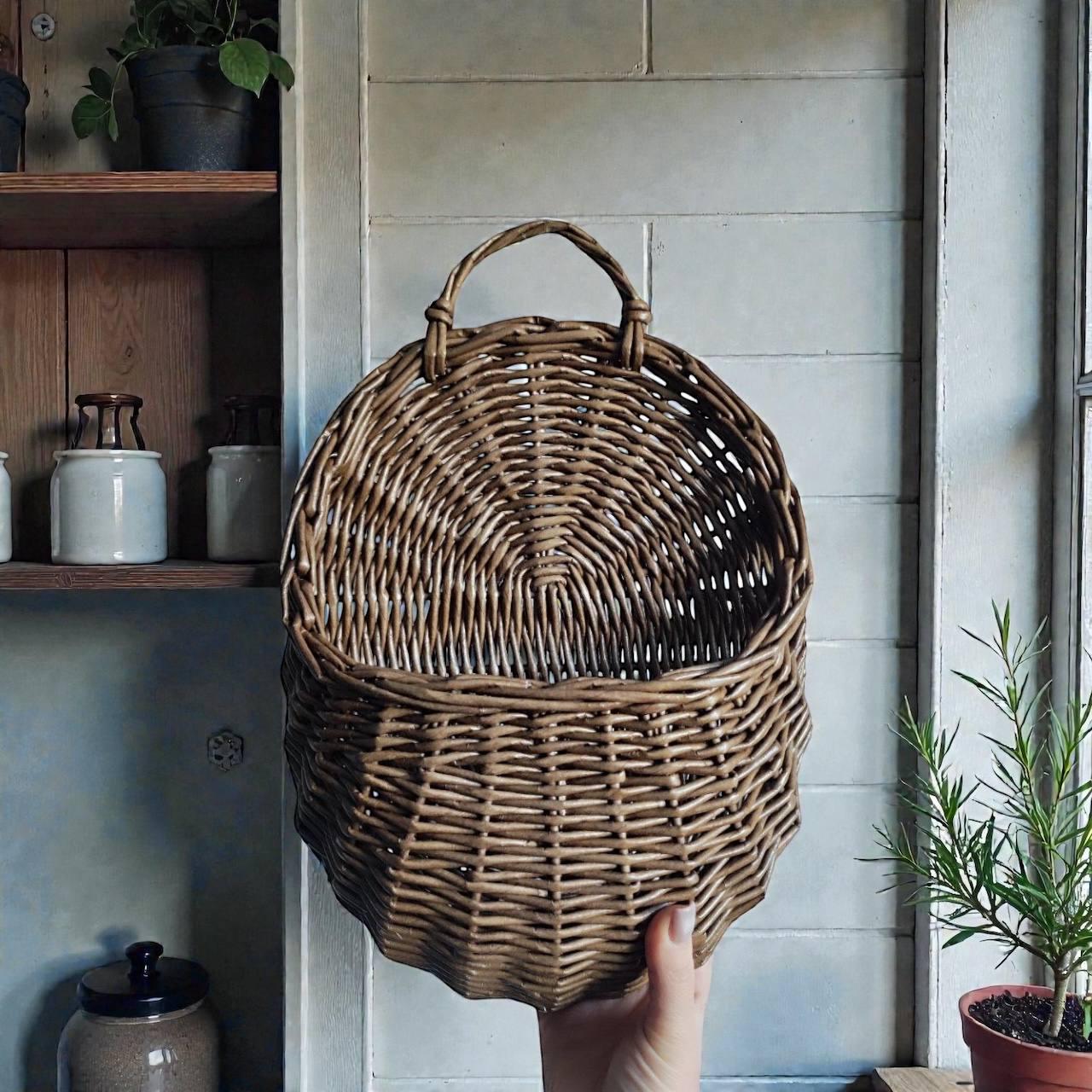 Woven Hanging Pocket Basket 14*9.2 ; 17.5*14.4 in Farmhouse Wall Decor, Kitchen Storage