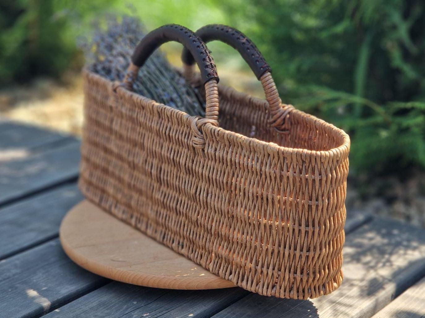 籐製のピクニックバスケット - Etsy 日本
