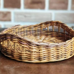 Wicker Tray Round Wicker Tray Handmade Wicker Tray Serving Tray 12 in Fruit Basket Custom Wicker Trays Woven Basket Melange Vine