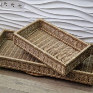 Handwoven Large Wicker Storage Basket 35*15*4.5 in: Rectangular Organizer, Wooden Frame, Custom-made