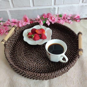 Wicker Tray Round Wicker Tray Handmade Wicker Tray Serving Tray 12 in Fruit Basket Custom Wicker Trays Woven Basket