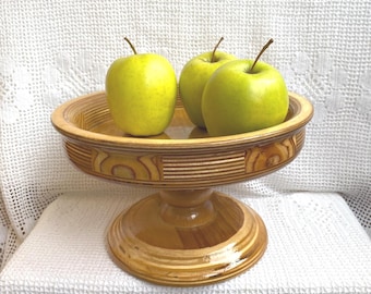 Fruit Bowl Wooden Bowl With Foot Pedestal Fruit Bowl Centerpiece Handmade Wooden Vase For Sweets Unique Serving Bowl on Leg Cottagecor