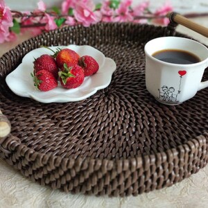 Wicker Tray Round Wicker Tray Handmade Wicker Tray Serving Tray 12 in Fruit Basket Custom Wicker Trays Woven Basket