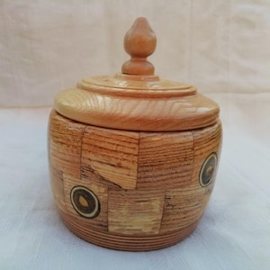 Wooden Pot for Sugar and Salt  Sugar Container Wooden Bowl With Lid Handmade Sugar Bowl Small Wooden Jar Spice Jars Recycled Wood Cottage