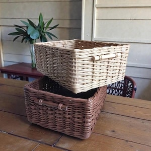 Handwoven Wicker Storage Basket 16*12*8 ; 13.5*10.4*5.2 in: Kitchen, Sewing Organizer, Boxes