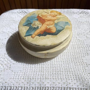 Holz Schmuckschatulle Runde Creme Box für Kleine Gegenstände Handgemachte Box Shabby Chic Putt Geschenk für Sie Dekorative Holzkiste Holz Shabby