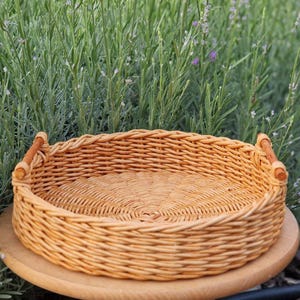 Wicker Tray Round Wicker Tray Handmade Wicker Tray Serving Tray 12 in Fruit Basket Custom Wicker Trays Woven Basket
