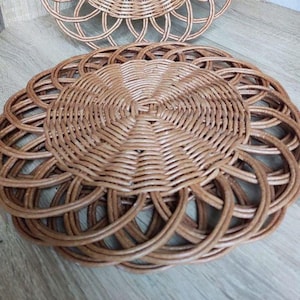 Wicker Plate Holder Placemats Wicker Serving Plates Basket Plate Holder Wicker Plate Stand Dining Table Mat