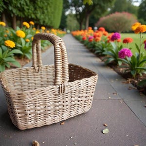 Handmade Rectangular Wicker Basket 13*9.6*6 in: Easter, Market, Picnic, Fruit, Harvest Basket, Trug