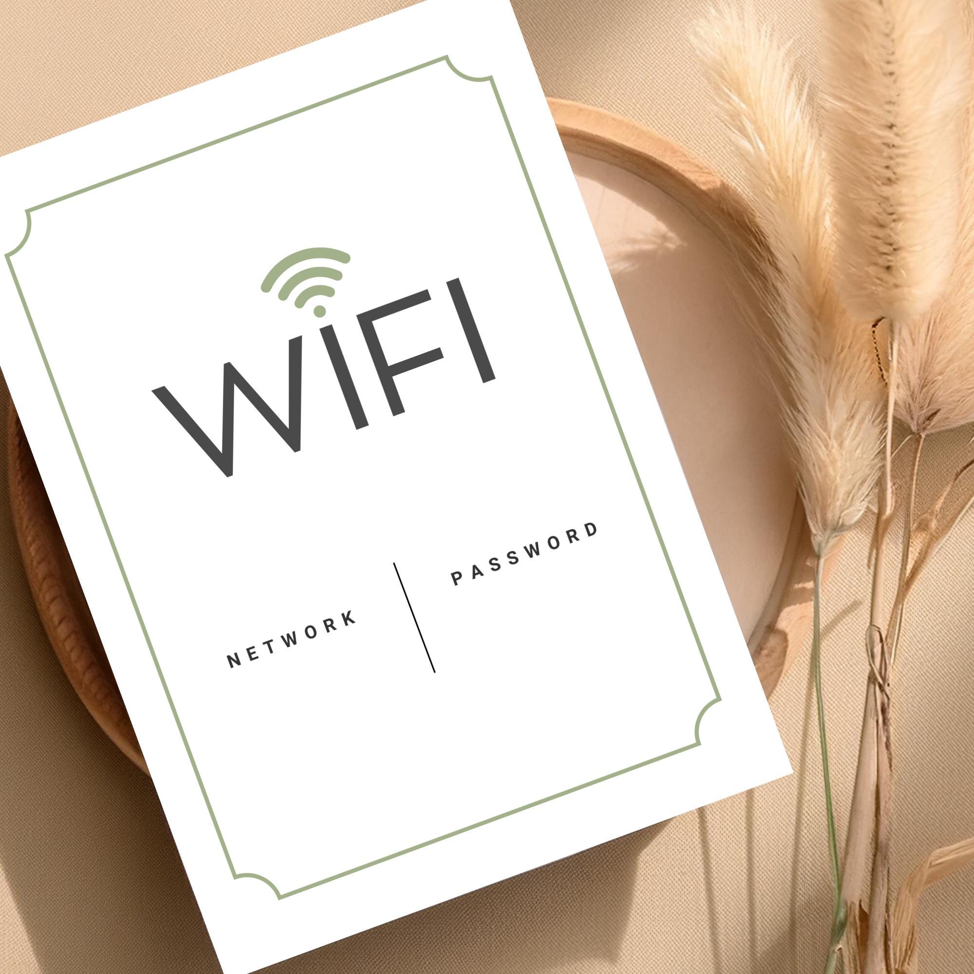 Wifi Password Sign | Airbnb Welcome Template | Modern Minimalist Style | Printable & Editable | Digital Download