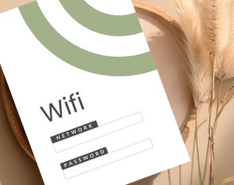Wifi Password Sign | Airbnb Welcome Template | Modern Minimalist Style | Printable & Editable | Digital Download