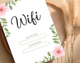 Wifi Password Sign | Airbnb Welcome Template | Rustic Style | Printable & Editable | Digital Download