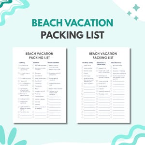 Beach Vacation Packing List: Printable Travel Checklist (Digital Download)
