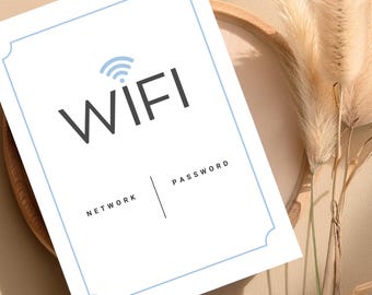 Wifi Password Sign | Airbnb Welcome Template | Modern Minimalist Style | Printable & Editable | Digital Download
