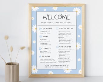Airbnb Welcome Sign | Airbnb Template | Floral Style | Printable & Editable | Digital Download