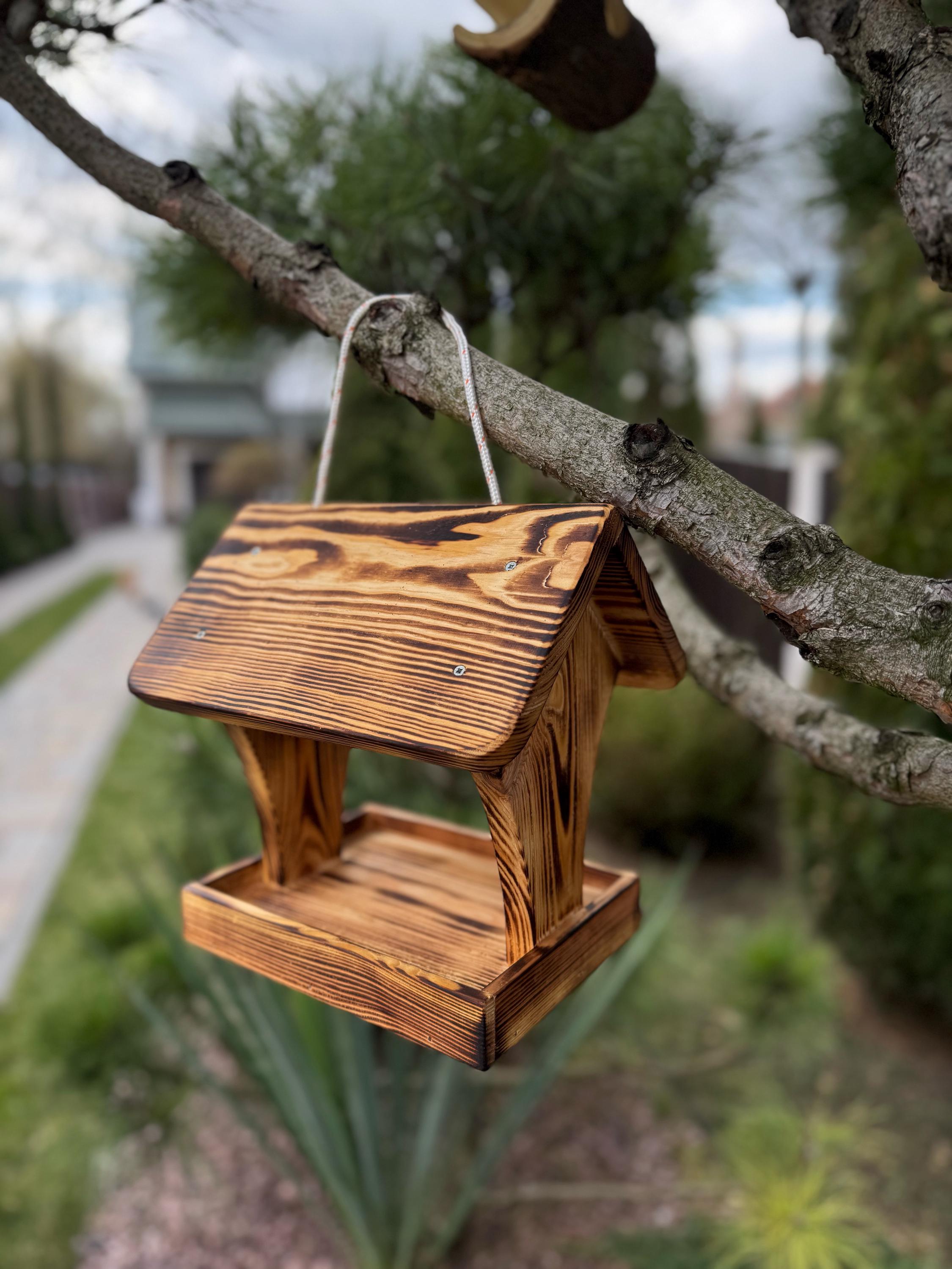 Wooden Bird Feeder Hanging Bird Feeder Decor For The Garden Wooden 