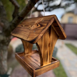 Wooden bird feeder, Hanging bird feeder, Decor for the Garden, Wooden bird house, Natural wood bird feeder, Pine wood feeder, Unique feeder