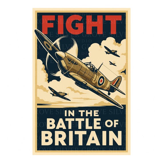 Spitfire Aeroplane, Britannic, Raf, Iconic Vintage Style Metal