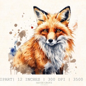 Ensemble de 5 cliparts aquarelle renard - PNG animaux de la forêt réalistes - art renard roux forêt d'automne - téléchargement numérique pour loisirs créatifs et décoration