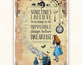 Alice in Wonderland Quote Print: Vintage Tea Party Decor (Digital Download)