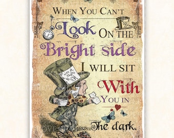 Alice in Wonderland Print: Mad Hatter Quote, Vintage Nursery Art (Digital Download)