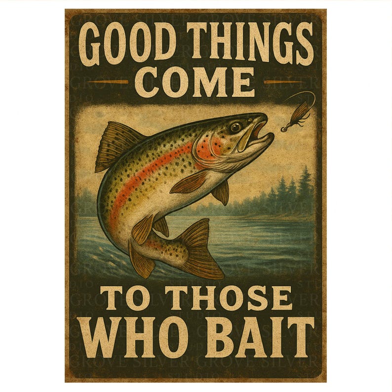 Retro Fishing Signs: Angler Gift, Bass Design (digital Prints ...