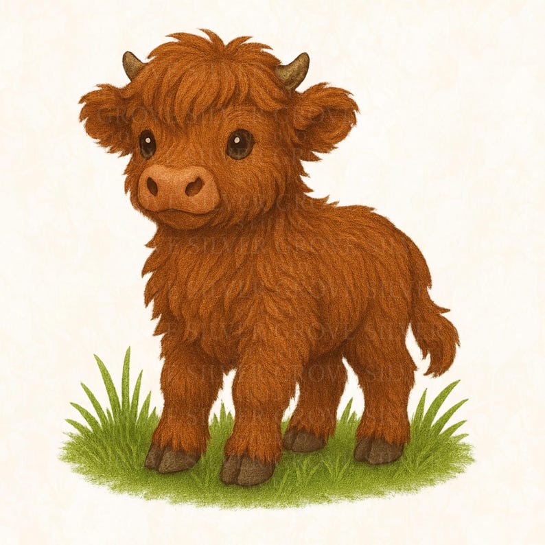 5 Cute Highland Cow Clipart | Baby Highland Calf PNG | Scottish Cow ...