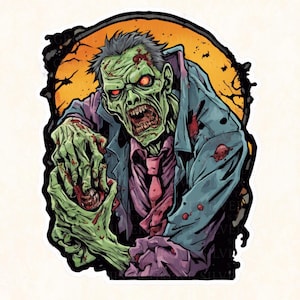 10 Halloween Zombie Clipart, Horror Bundle Undead Cartoon Clipart, Printable PNG Digital Download, Zombies