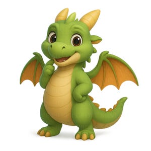 3D Baby Drache Clipart Bundle - Bunte niedliche Cartoon Drachen PNG - Fantasy Haustier Download Set 2