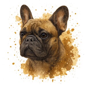 5 French Bulldog Clipart Bundle – Watercolor Paint Splatter Dog Art PNG – Pet Portrait Digital Download Junk Journal Scrapbook