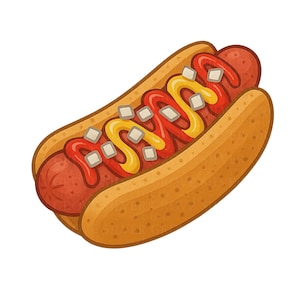 5 Cartoon Hot Dog Clipart Bundle | Gourmet Fast Food PNG | Hotdog Illustrations | Digital Download for Menu, Crafts, Stickers