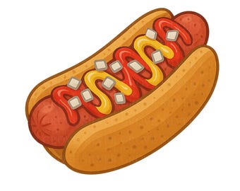 Cartoon Hot Dog Clipart Bundle: Gourmet Fast Food PNG (Digital Download)