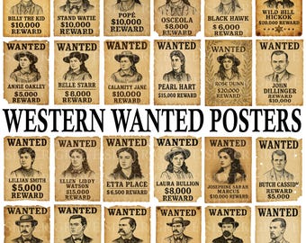 Wild West Wanted Poster Bundle: Old West Outlaw Theme (Digital Download)